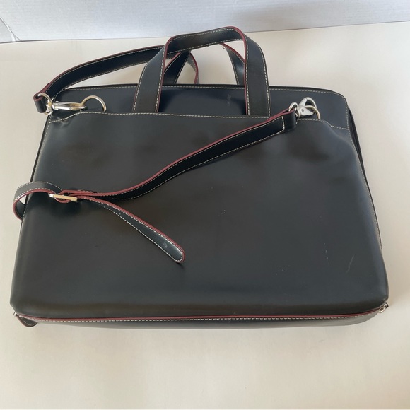 Lodi’s Black Leather Slim Computer Briefcase - Picture 9 of 14